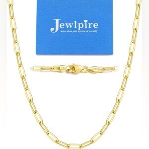 Soild 14K Real Gold Over 925 Sterling Silver Paperclip Chain Necklace